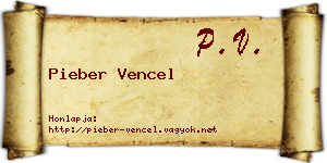 Pieber Vencel névjegykártya